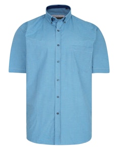 KAM Premium Mini Check Shirt Turquoise