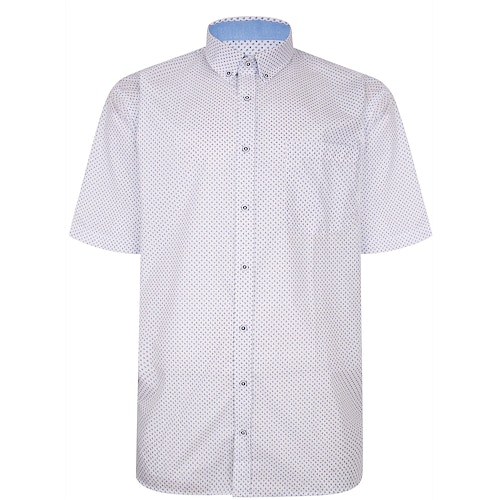 KAM Premium Dobby Print Shirt White