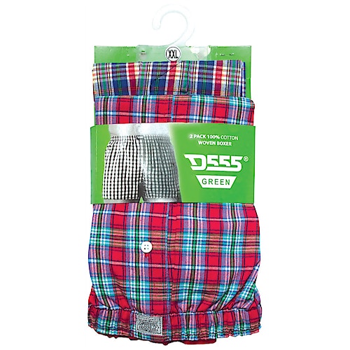 D555 2 Pack Woven Boxer Shorts