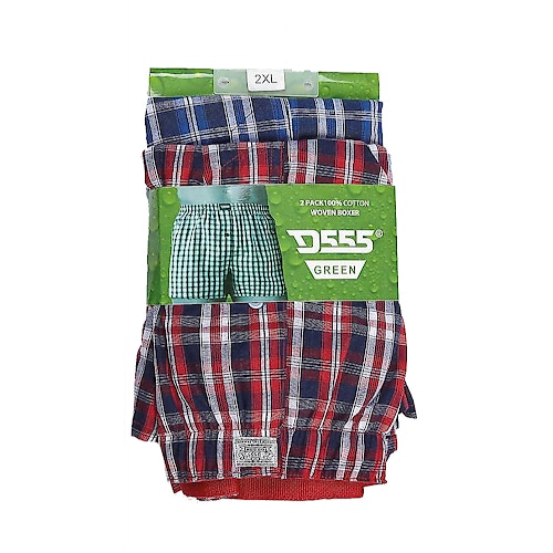 D555 Pack of Two Woven Boxer Shorts- Plaid