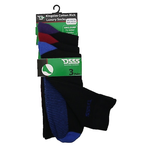D555 3 Pack Assorted Cotton Rich Socks