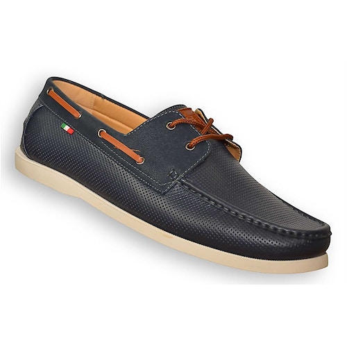 D555 Perforated Boat Shoes Navy