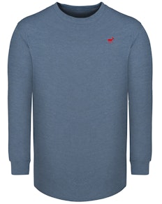 Bigdude Langarm Shirt mit Rundhalsausschnitt Jeansblau