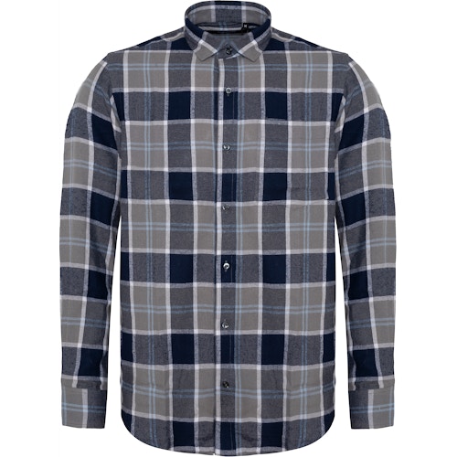 Bigdude Check Flannel Long Sleeve Shirt Navy/Grey