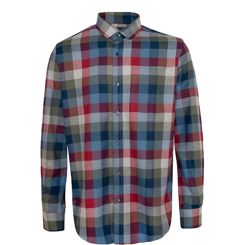 Bigdude Check Flannel Long Sleeve Shirt Red/Blue