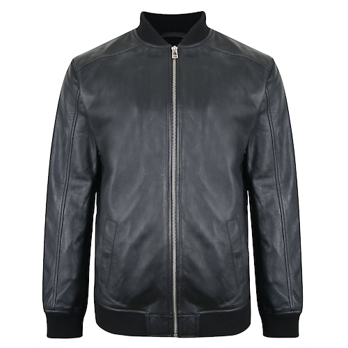 Tooting & Brow Leather Bomber Jacket Black