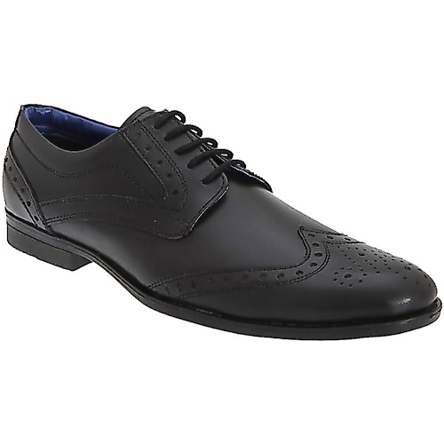 Route 21 Gibson Brogue Black Leather Shoe