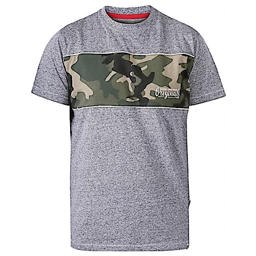 D555 Camouflage Print T-Shirt Grau