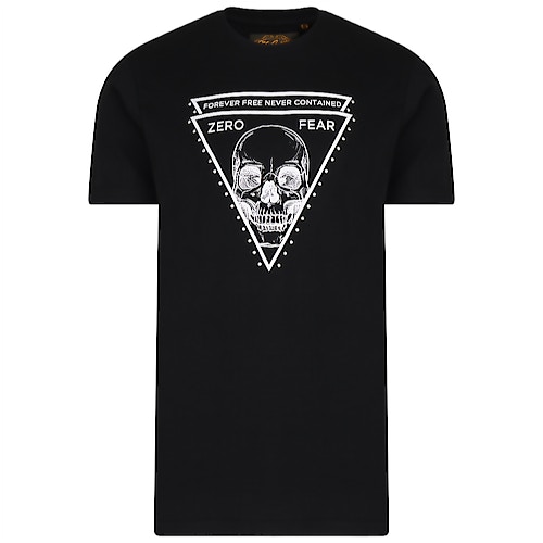 KAM T-Shirt mit Zero Fear Print Schwarz