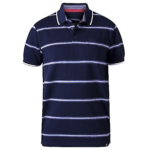 D555 Montego Twin Stripe Pique Polo Shirt Navy