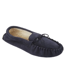 Mokkers Jake Navy Suede Moccasin Indoor Slipper