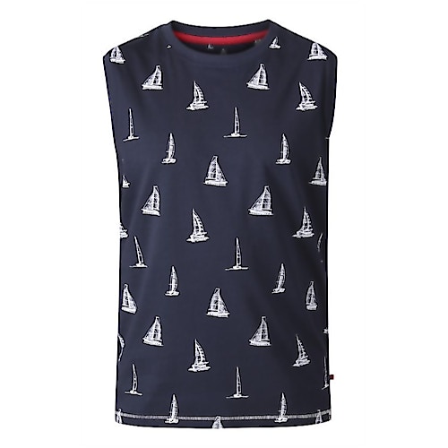 D555 Morton Yacht Print Sleeveless T-Shirt