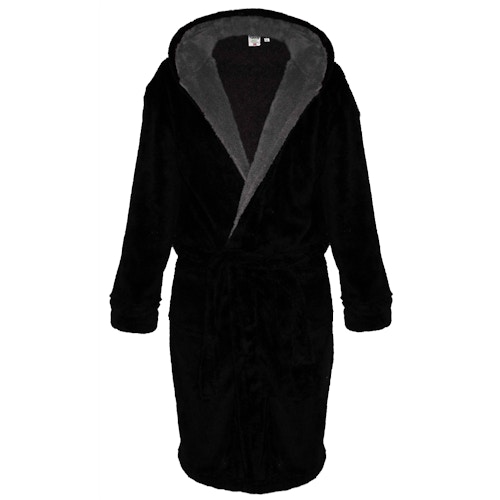D555 Newquay Super Soft Hooded Fleece Dressing Gown Black