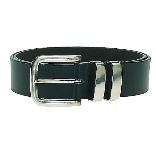 Grit leather belt with double metal loop