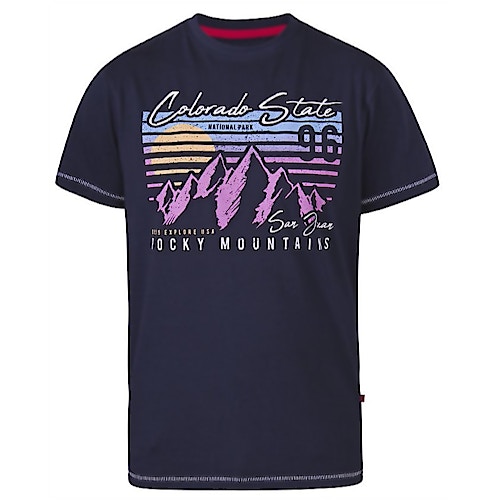 D555 Orkney Rocky Mountains Print T-Shirt Marineblau