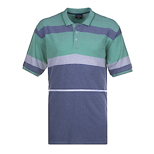Espionage Engineered Stripe Polo Shirt Blue Green