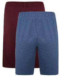 Bigdude Twin Pack Classic Pyjama Shorts Denim Marl/Burgundy