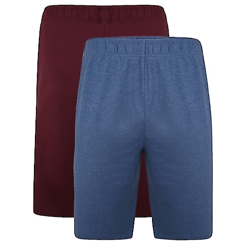 Bigdude Twin Pack Classic Pyjama Shorts Denim Marl/Burgundy