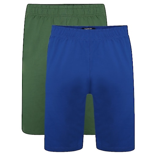Bigdude Klassische Pyjama Shorts Doppelpack Grün/Blau 