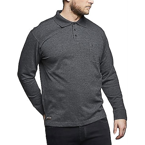 Replika Long Sleeve Pique Polo Shirt Grey