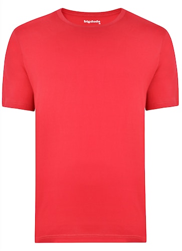 Bigdude Plain Crew Neck T-Shirt Red Space Cherry