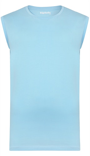 Bigdude Plain Sleeveless T-Shirt Sky Blue Tall