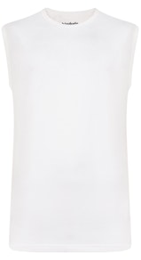 Men Sleeveless With Raw Edge And Contrast Raglan In White Black