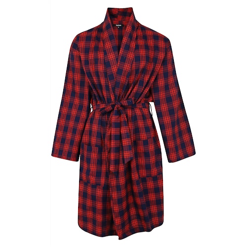 Bigdude Woven Check Dressing Gown Navy/Red