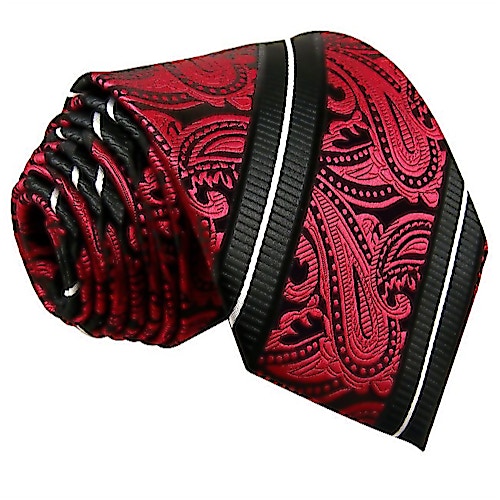 Extra Long Paisley Silk Tie Red