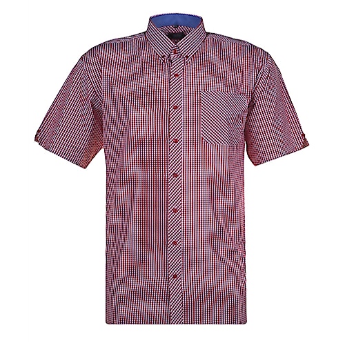 Espionage Small Gingham Check Short Sleeve Shirt Red