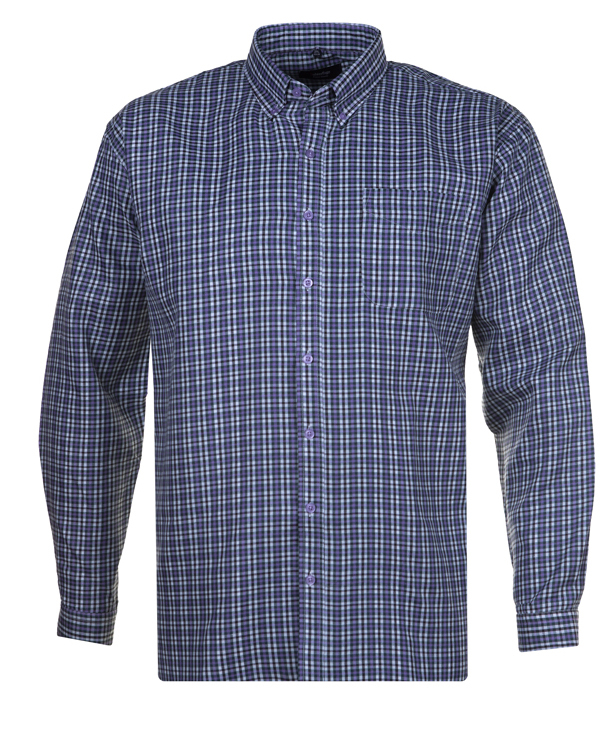 Espionage Double Fabric Check Long Sleeve Shirt Lilac/Green | BigDude