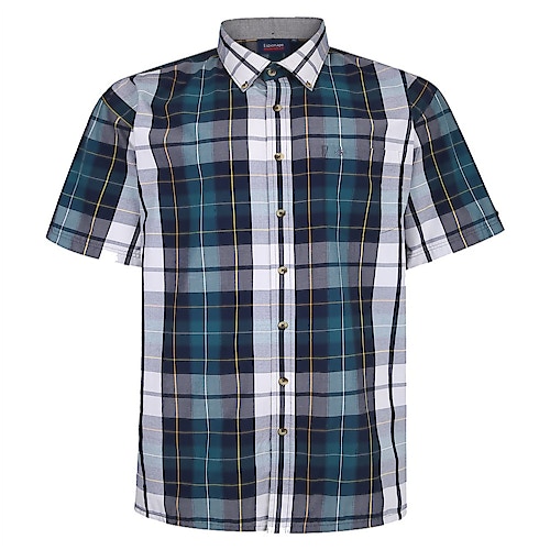 Espionage Check Shirt With Short Sleeves Navy/Green