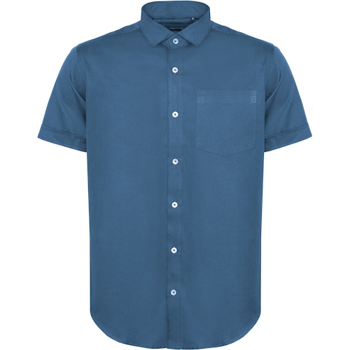 Bigdude Fine Twill Short Sleeve Shirt Blue