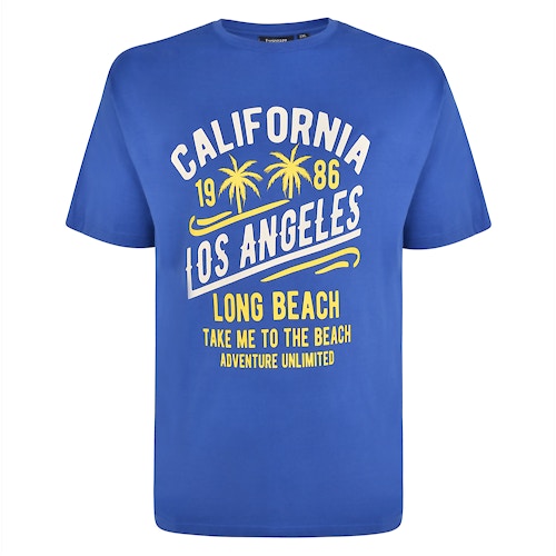 Espionage California Print T-Shirt Royal Blue