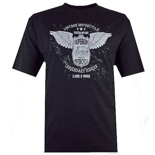 Espionage Vintage Motorcycle Print T-Shirt Schwarz