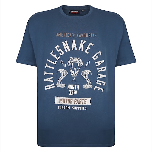 Espionage Rattle Snake Printed T-Shirt Blue