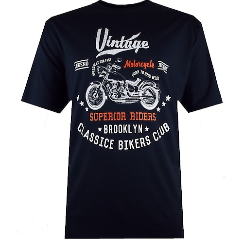 Espionage Bikers Club Printed T-Shirt Navy