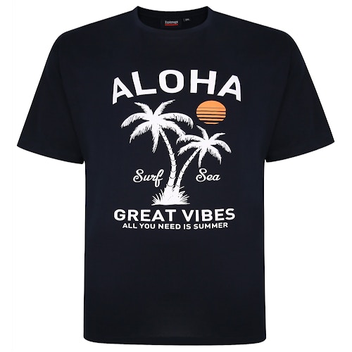Espionage Aloha Print T-Shirt Navy
