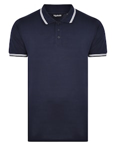 Bigdude Kontrast Poloshirt Marineblau Tall Fit 