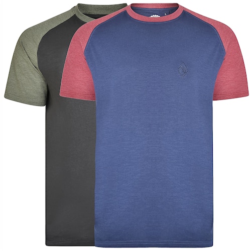 KAM Raglan T-Shirt 2er-Pack Schwarz/Marineblau
