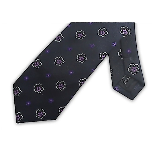 Knightsbridge Extra Long Flower Tie Purple