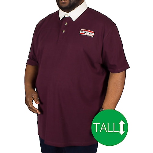 D555 Nash Rugby Poloshirt Burgunderrot - Tall Collection